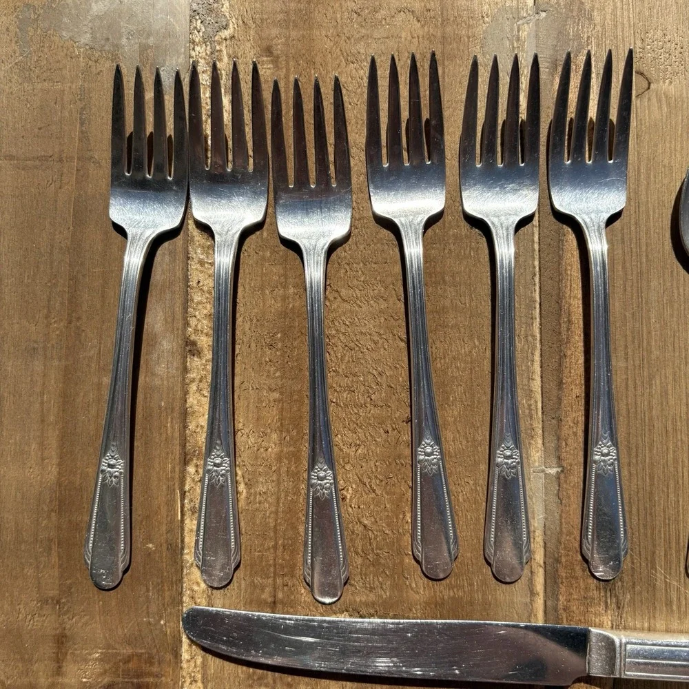 Memory-Hiawatha by WM Rogers/INTERNATIONALSILVER 6‎ Knifes, Salad Forks, Spoons